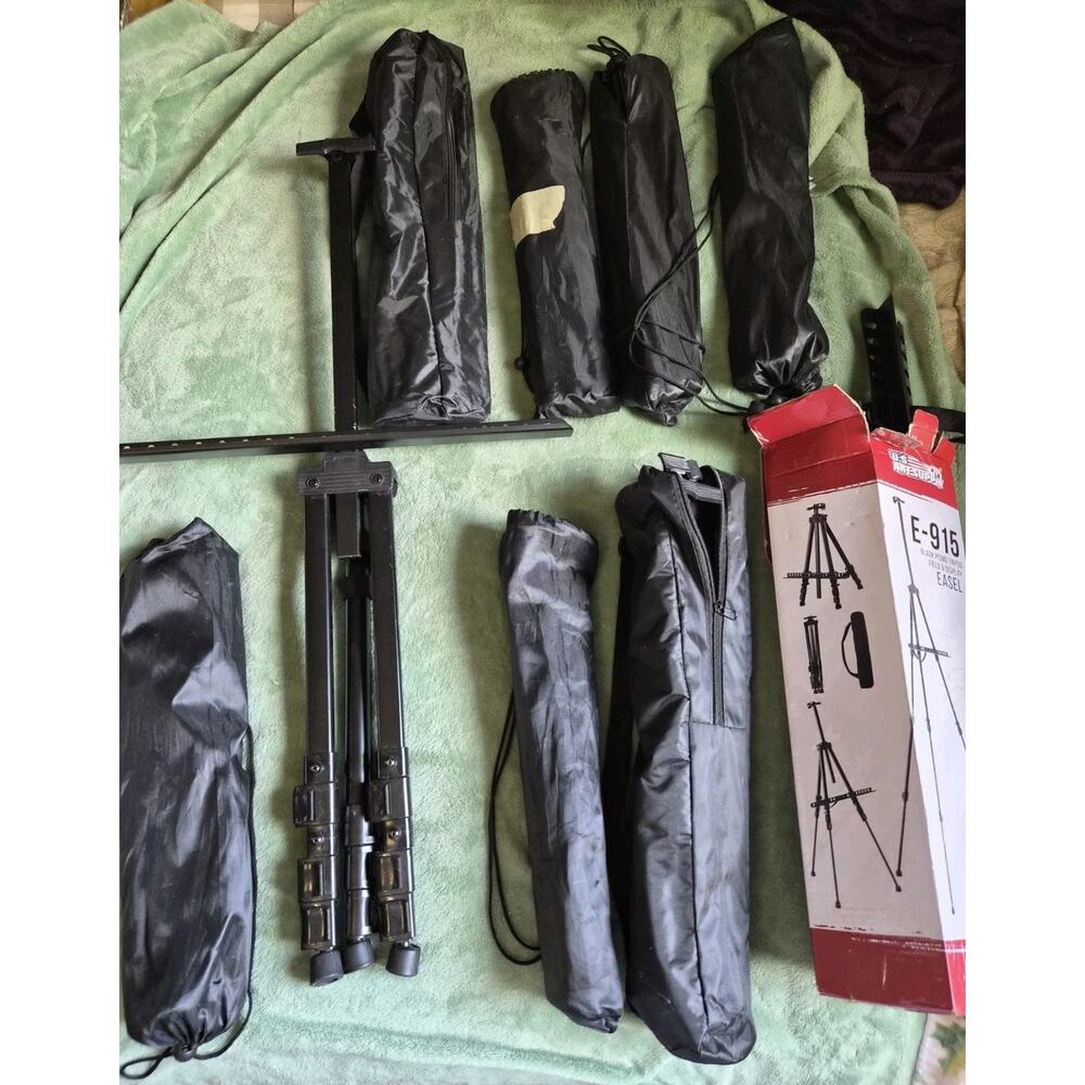 Set Of 9: 66" Aluminum Tripod E-915 Adjustable Artist Field Display Easel Stand
